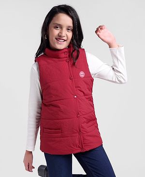 Pine Kids Sleeveless Solid Puffer Jacket - Red