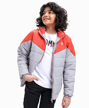 Pine Kids Full Sleeves Color Block Puffer Hooded Jacket for Moderate Winter -  Multicolour
