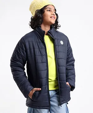 Pine Kids Full Sleeves Solid Winter Wear Super Soft Padded Jacket - Blue