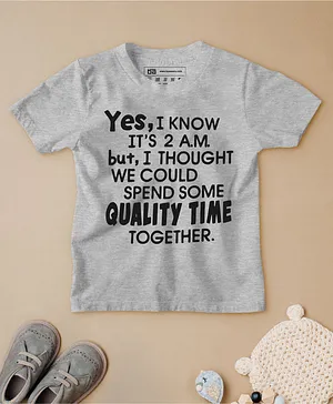 Be Awara Half Sleeves Quality Time Printed T Shirt - Grey