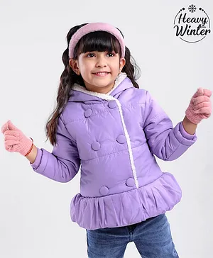 Padded Quilted Winter Jacket Girls Purple Violet Sweat