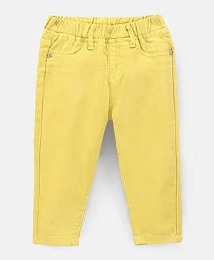 Bonfino Ankle Length Cotton Woven Jeans Solid - Yellow