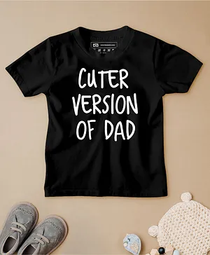 Be Awara Half Sleeves Cuter Version of Dad Printed T Shirt - Black