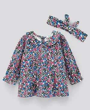 Bonfino Cotton Full Sleeves All Over Printed Top - Multicolour