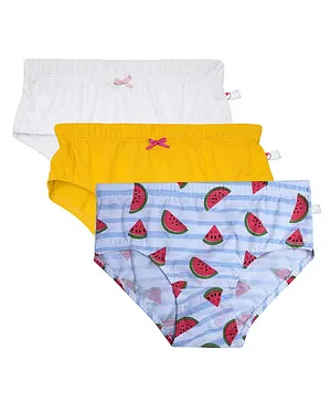 D'chica Pack Of 3 Strawberry Print & Solid Panties - Multi Color
