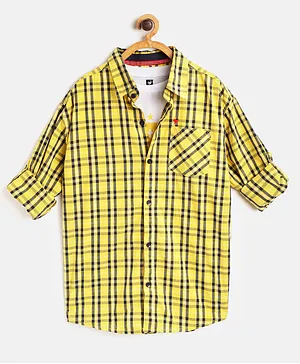 612 League Full Sleeves Checkered Shirt - Yellow