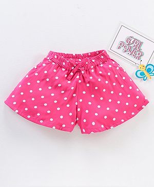 Babyhug Mid Thigh Length Shorts Polka Print - Pink