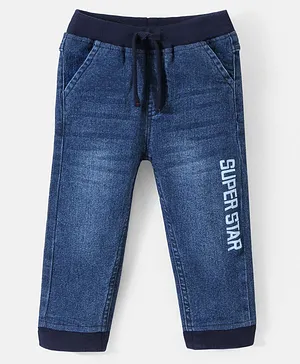 Babyhug Cotton Spandex Full Length Washed Denim Jeans - Blue