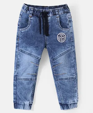 Babyhug Cotton Spandex Full Length Washed Denim Jeans - Blue