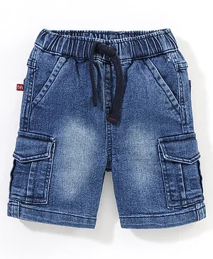 Babyhug Cotton Spandex Above Knee Length Washed Denim Shorts - Dark Blue