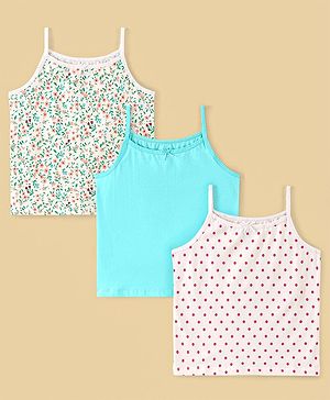 Pine Kids Cotton Stretchable Printed Singlets with Antimicrobial and Bio Wash Pack of 3 - Multi Color