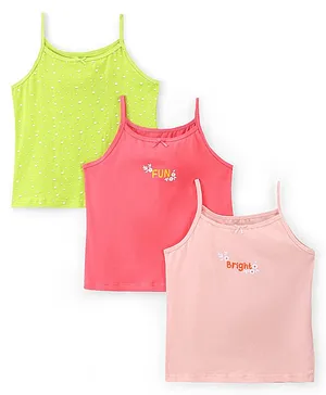 Pine Kids Sleeveless  Anti Microbial & Bio Washed Slips Pack Of 3 - Multicolor