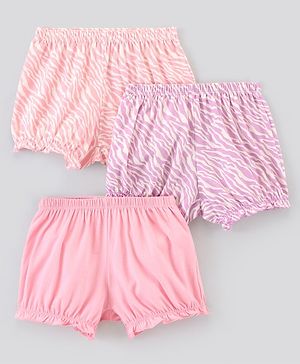 Pine Kids Cotton Printed Anti Bacterial & Biowashed Bloomers Pack Of 3 - Pink