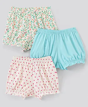 Pine Kids Cotton Printed Anti Bacterial & Biowashed Bloomers Pack Of 3 - Blue White