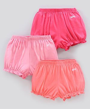 Pine Kids Anti Microbial & Bio Washed Bloomers Text Printed Pack of 3 - Multicolour