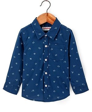 Babyhug 100% Cotton Woven Full Sleeves Shirt Boat Print - Blue