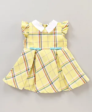 ToffyHouse Frill Sleeves Checked Frock - Yellow