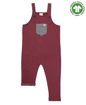 Turtledove London Knit Sleeveless Solid Dungaree - Maroon