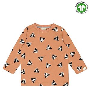 Turtledove London Full Sleeves Organic Cotton T-Shirt Raccoon Print - Orange