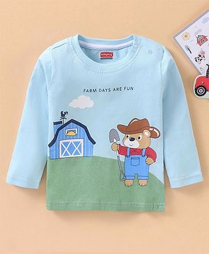 Babyhug Full Sleeves T-Shirt Multiprint - Sky Blue