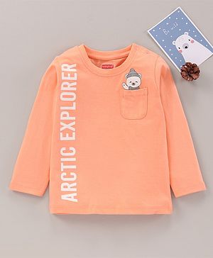 Babyhug Full Sleeves T-Shirt Graphicprint - Peach
