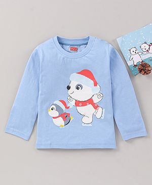 Babyhug Full Sleeves T-Shirt Animal Print - Blue