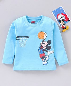 Babyhug Full Sleeves T-Shirt Mickey Mouse Print - Blue