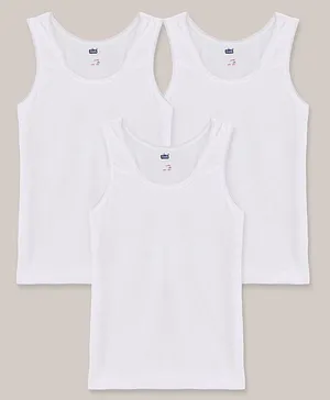 Simply Sleeveless Solid Color Vests Set of 3 - White