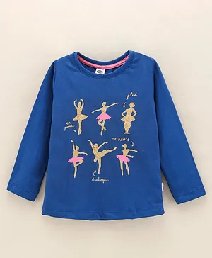 Teddy Full Sleeves Top Dancing Girl Print - Navy Blue