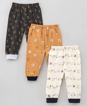 BabyPrints Cotton Knit Full Length Lounge Pants All Over Printed Pack of 3 (Colour May Vary)