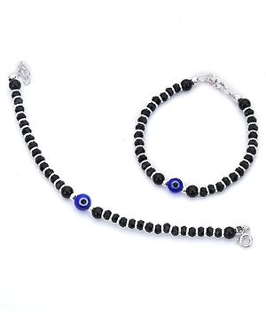 Black Sliver Exclusive Evil Eye Nazariya Black & Silver Beads Crystal Bracelet - Sliver & Black 