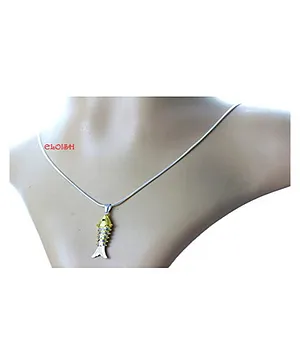 ELOISH Two Tone Fish Gold Plated  925 Sterling Silver Pendant with Sleek Sterling Silver for Kids and Teenagers - Silver