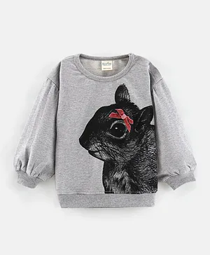 Bonfino Cotton Full Sleeve Sweatshirt Animal Print - Grey