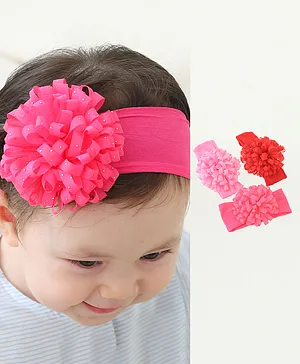 Bonfino Free Size Floral Design Headbands Pack of 3 - Multicolour
