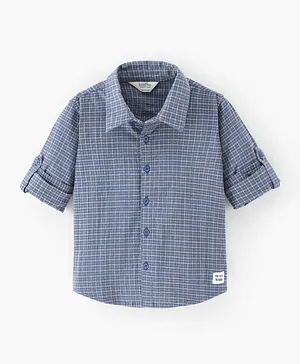 Bonfino Full Sleeves Checks Shirt- Blue