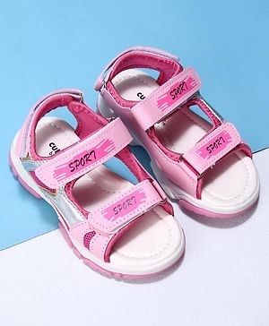 Cute Walk by Babyhug Velcro Sandals Sport Print - Pink