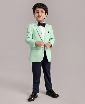 Babyhug Full Sleeves Solid Party Wear Suit - Mint Green