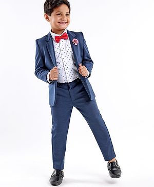 Babyhug Full Sleeves Solid Party Suit - Dark Blue