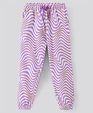 Pine Kids Cotton Knit Full Length Wave Printed Lounge Pant - Purple