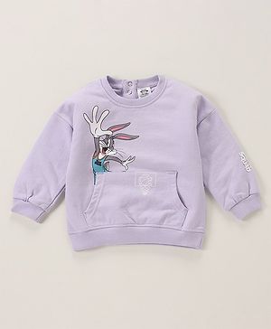Babyhug Full Sleeves Knit Sweatshirt  Space Jam Print- Purple