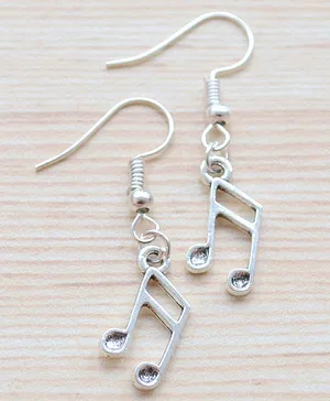 Pretty Ponytails Pair Of Contemporary Musical Note Drop Earrings - Silver