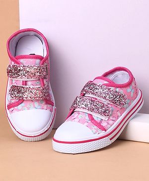 Cute Walk by Babyhug Casual Shoes With Velcro Closure Butterfly Print- Fuchsia