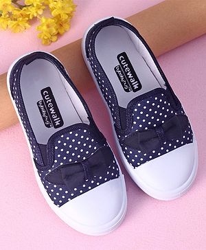 Cute Walk by Babyhug Slip On Casual Shoes Polka Dot Print with Bow - Navy