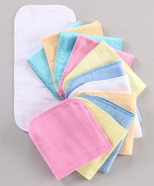 Babyhug Muslin Cotton Cloth Nappy Insert Pack of 12 - Multicolor
