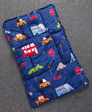 Babyhug Rectangle Shape Fixed Pillow Mat Bus Print - Blue| Soft and Comfortable|  Light Weight and Travel Friendly| Foldable| New Born Gifting Option| For Boys and Girls| Use on Floor Cribs Cots or Cradle| 100% Cotton Fabric Babyhug Rectangle Shape Fixed Pillow Mat Bus Print - Blue| Soft and Comfortable|  Light Weight and Travel Friendly| Foldable| New Born Gifting Option| For Boys and Girls| Use on Floor Cribs Cots or Cradle| 100% Cotton Fabric