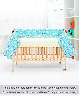 Babyhug Cot Bumpers Panda Print - Blue| Protective Padding| Soft and Comfortable| Washable| Easy to Assemble| Compact Folding for Storage| Prevents Bumping into Crib Sides