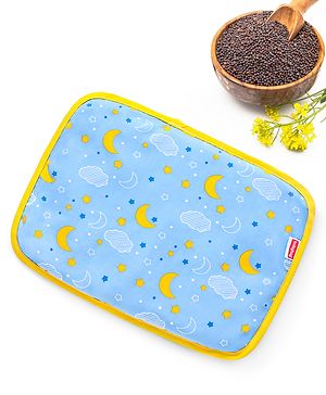 Babyhug Head Shaping Mustard Seed Rai Pillow Moon Print- Blue