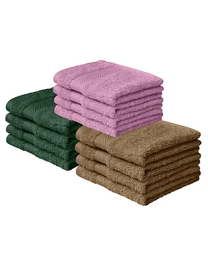 Haus & Kinder Cotton Terry Towel Pack of 12 - Olive Lilac Coffee