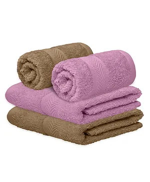 Haus & Kinder Cotton Terry Towel Pack of 4 - Lilac & Coffee