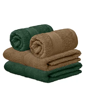 Haus & Kinder Cotton Terry Towel Pack of 4 - Olive & Coffee